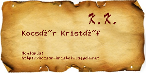 Kocsár Kristóf névjegykártya