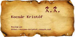Kocsár Kristóf névjegykártya